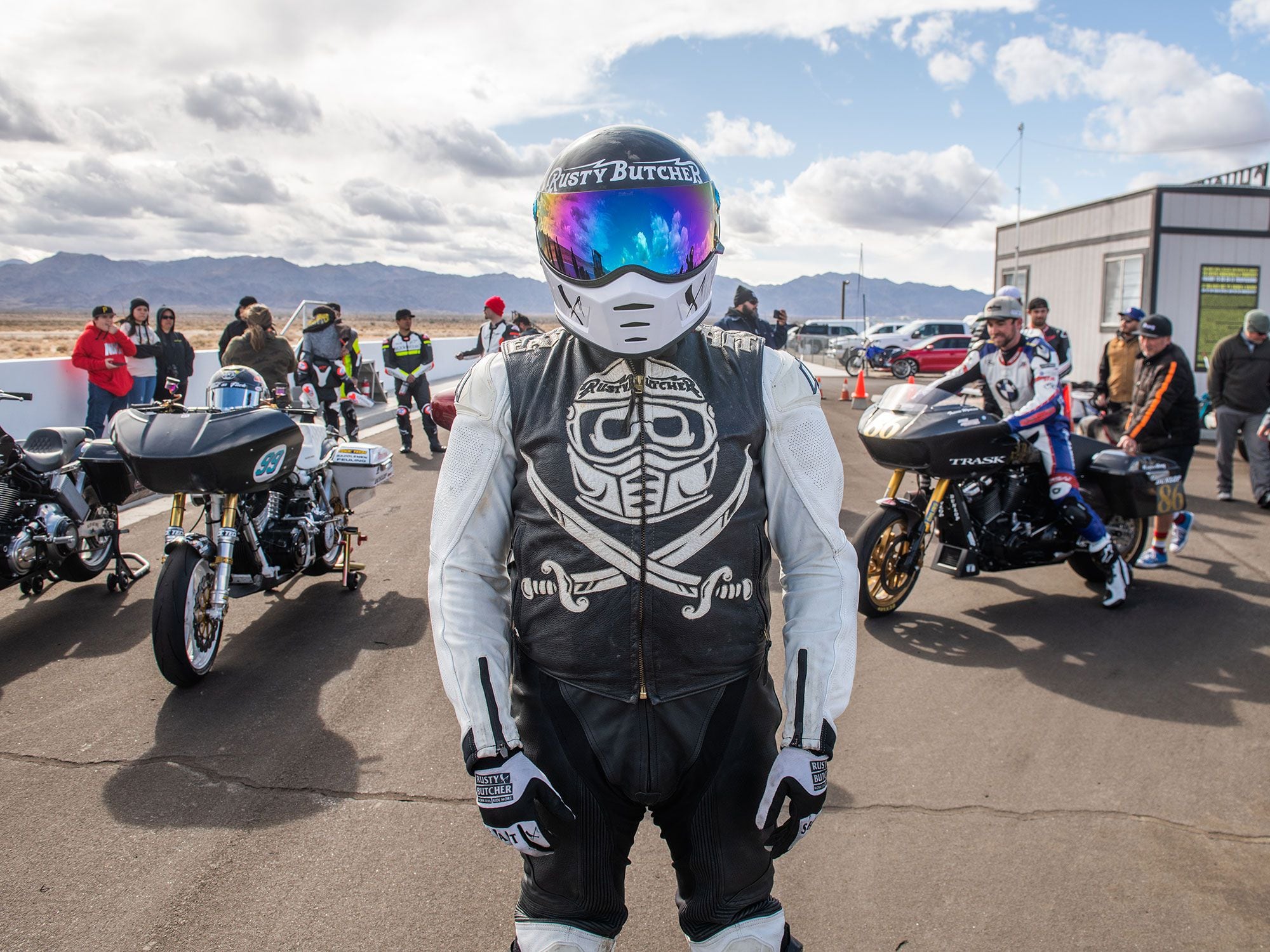 Mark Atkins of the Rusty Butcher ready to race his modified Road Glide.