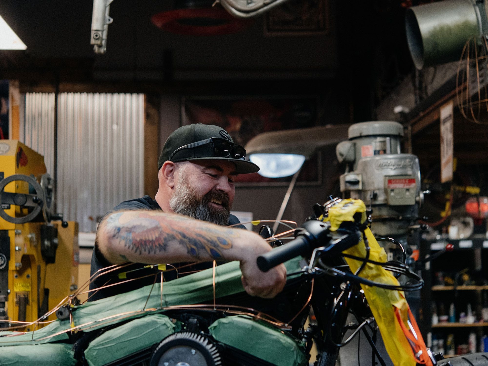 Joe Mielke test fitting and making adjustments to the wire form.