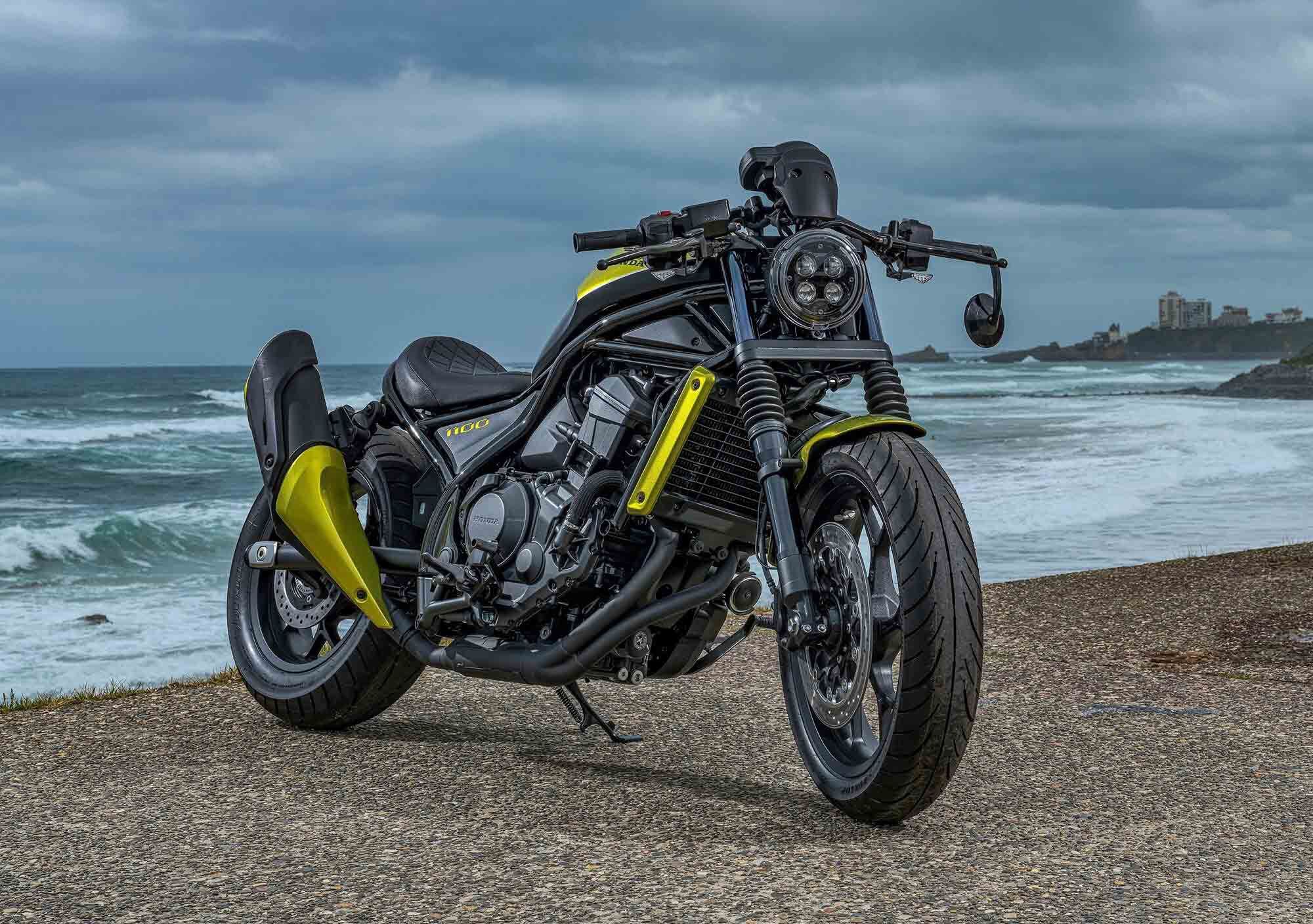 The winning entry in the Best Metric group was this angular Ducati Scrambler by MC Cycles.