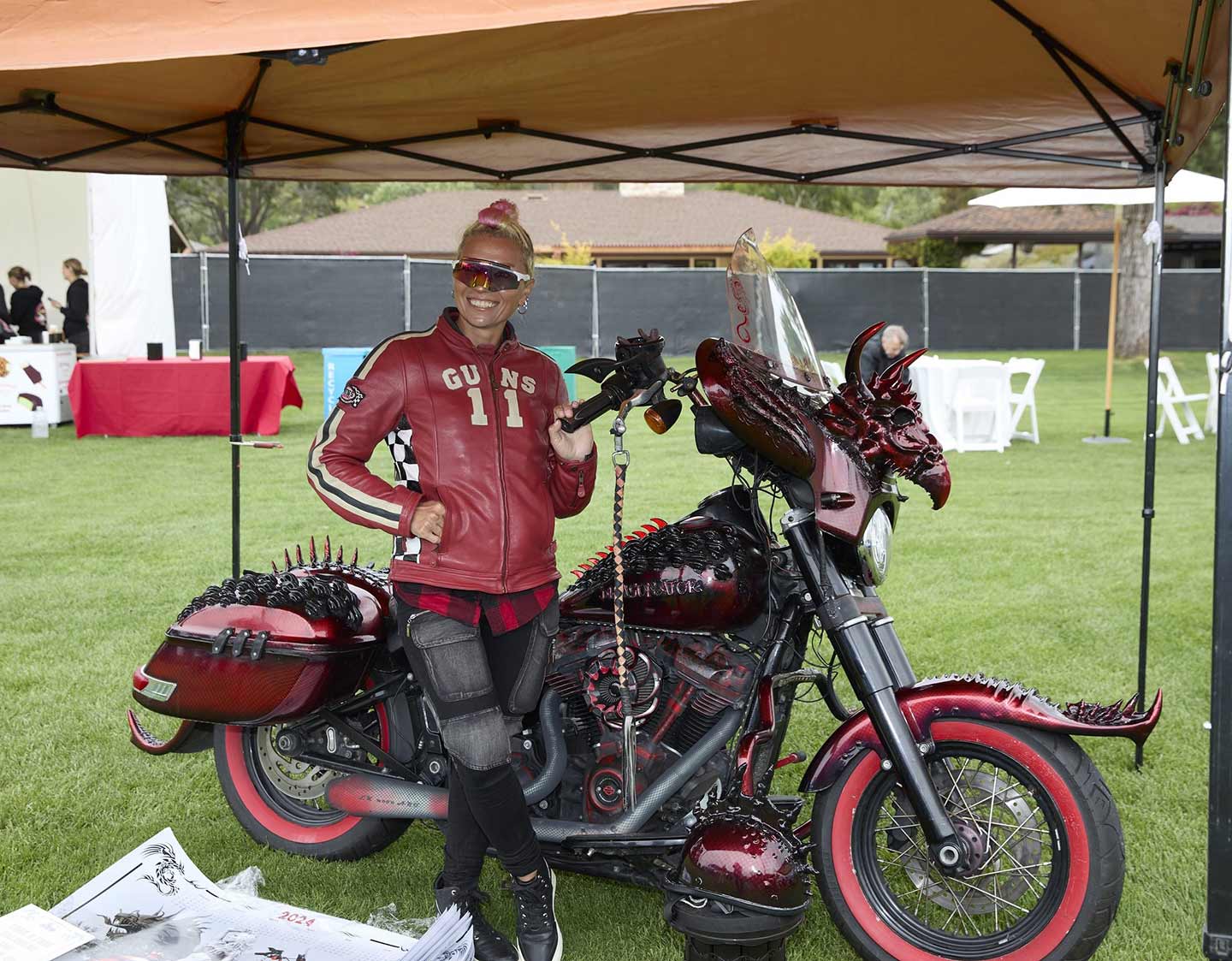 Lily Key showed up with her fiberglass-modified Harley Softail called “Dragonator.”