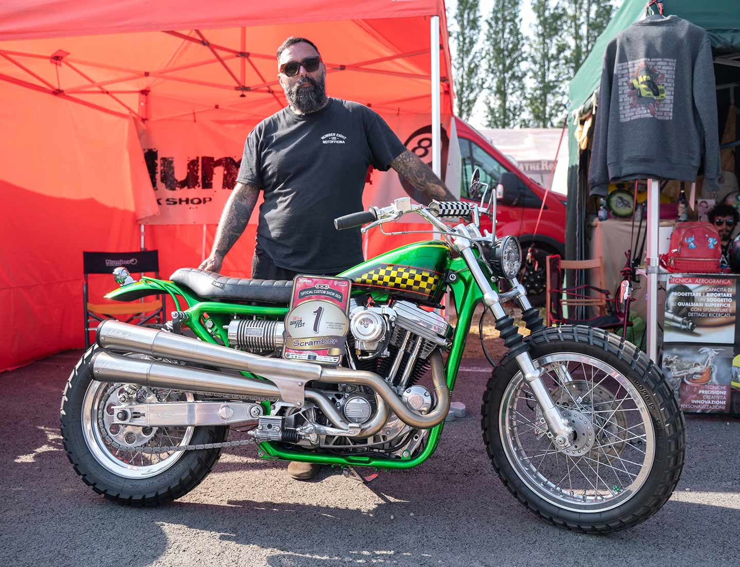 Taking the top prize in the Scrambler category was this H-D Sportster from Number 8 Workshop.